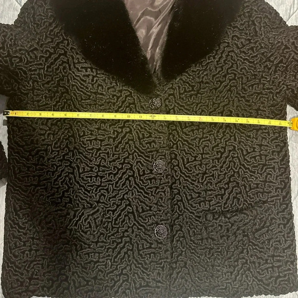 LUXURY PILE VINTAGE 60'S 70'S SZ M KARAKUL LEATHER LAMB
FUR MINK COLLAR COAT - Picture 7 of 9